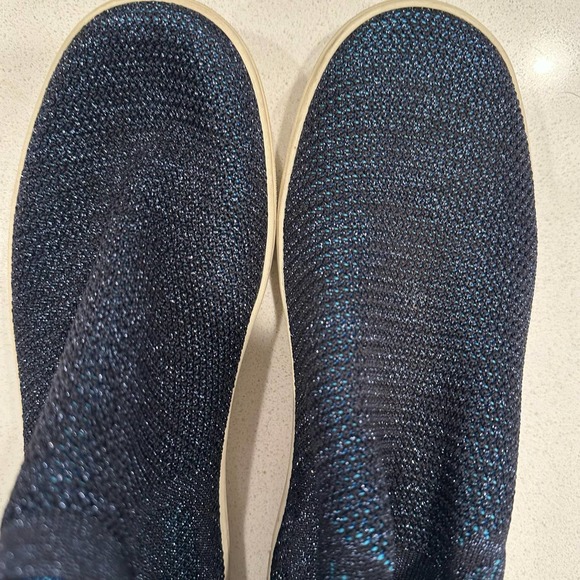 Rothy's Blue Metallic Lattice Stitch Chelsea Sneakers High Tops Shoe Size 7.5 - Picture 4 of 12